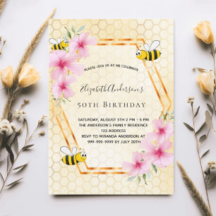 Invitation Fête de thé anniversaire nid d'abeilles