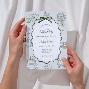 Invitation Fête de thé d'anniversaire adulte sage capricieux