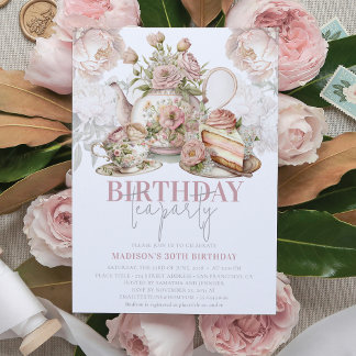 Invitation Fête de thé d'anniversaire Floral Elegant