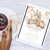 Invitation Fête de thé d'anniversaire Floral Elegant