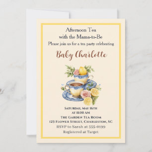 Invitation Fête de thé de bébé à la tasse de citron