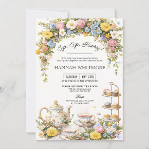 Invitation Fête de thé de fleurs sauvages printanières pour l