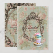 Invitation fête de thé de la douche botanique de la mariée fl (Devant / Derrière)