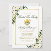 Invitation Fête de thé de la nuptiale Floral Green Gold Invit (Devant)