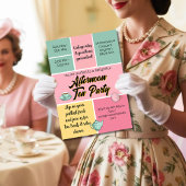 Invitation Fête de thé de l'après-midi cinquantaine style des