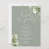 Invitation Fête de thé de mariage au monogramme de verdure ve (Devant)