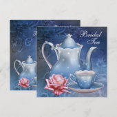 Invitation Fête de thé de mariage bleu (Devant / Derrière)