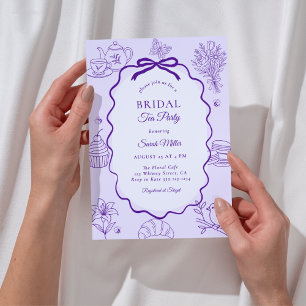 Invitation Fête de thé de mariage fantaisiste à la main
