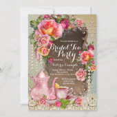 Invitation Fête de thé de mariage Perle Rose Rose (Devant)