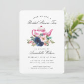 Invitation Fête de thé de mariage rose bleu (Debout devant)