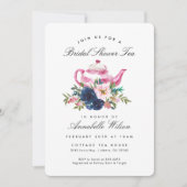 Invitation Fête de thé de mariage rose bleu (Devant)