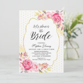 Invitation Fête de thé de mariage rose et or (Debout devant)