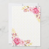 Invitation Fête de thé de mariage rose et or (Dos)