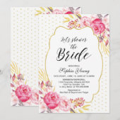 Invitation Fête de thé de mariage rose et or (Devant / Derrière)