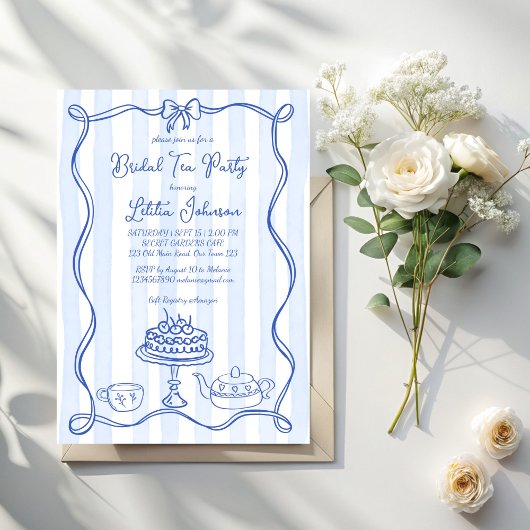 Invitation Fête de thé de mariée à la main fantaisie