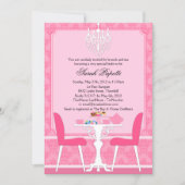 Invitation Fête de thé de mariée sur mesure Damas et lustre (Devant)