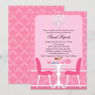 Invitation Fête de thé de mariée sur mesure Damas et lustre