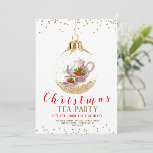 Invitation Fête de thé de Noël (Debout devant)