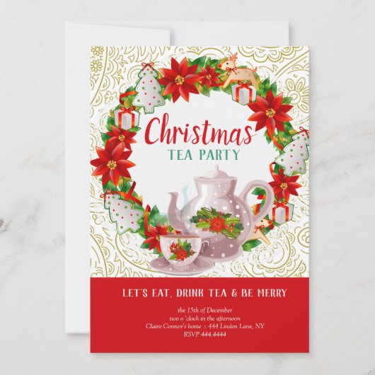 Invitation Fête de thé de Noël (Devant)