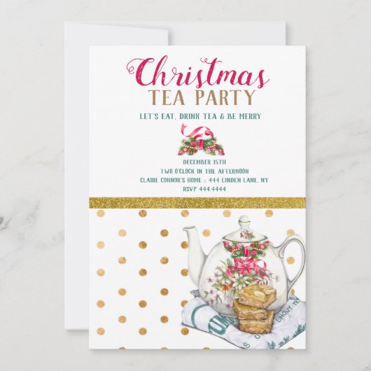 Invitation Fête de thé de Noël (Devant)