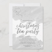 Invitation Fête de thé de Noël à l'aquarelle d'argent (Devant)