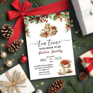 Invitation Fête de thé de Noël élégante Floral Fête de mariag