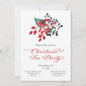 Invitation Fête de thé de Noël Fleurs de baies d'hiver (Devant)