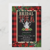 Invitation Fête de thé de Noël Noir Rouge Buffalo Noir Plaid (Devant)