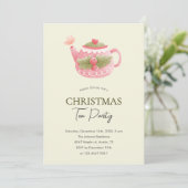 Invitation Fête de thé de Noël Pastel Pink (Debout devant)