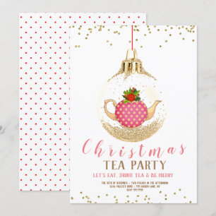 Invitation Fête de thé de Noël rose