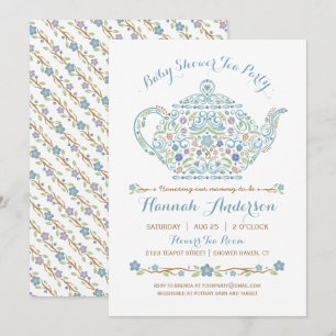 Invitation Fête de thé élégante pour garçon Baby Shower • Thé