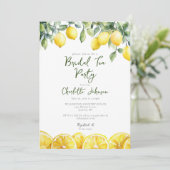 Invitation Fête de thé Fête des mariées aux citrons aquarelle (Debout devant)