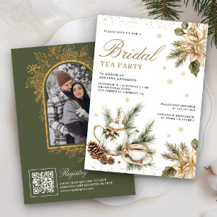 Invitation Fête de thé florale de Noël blanc Shower de mariag