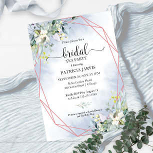 Invitation Fête de thé géométrique de verdure d'eucalyptus po