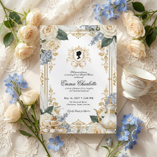 Invitation Fête de thé hivernale de luxe Régence pour la douc