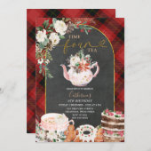Invitation Fête de Thé Noël Floral 4e anniversaire (Devant / Derrière)