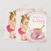 Invitation Fête de thé pour bébé fille (Devant / Derrière)