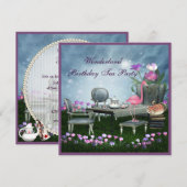 Invitation Fête de thé pour l'anniversaire de Wonderland (Devant / Derrière)