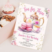 Invitation Fête de thé pour trois, fille de 3 ans, thé dansan