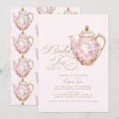 Invitation Fête de thé rose Chinoiserie Fête des mariées (Devant / Derrière)