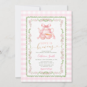 Invitation Fête de thé rose Love Is Brewing Enterrement de vi
