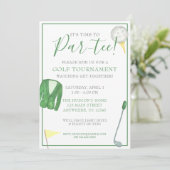 Invitation Fête de tournoi de golf vert et jaune aquarelle (Debout devant)