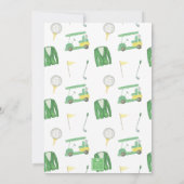 Invitation Fête de tournoi de golf vert et jaune aquarelle (Dos)