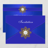 Invitation Fête de toute occasion bleu royal (Devant / Derrière)