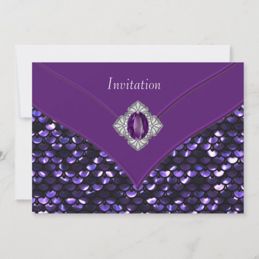Invitation Fête de toutes occasions en sequins violets (Devant)