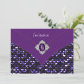 Invitation Fête de toutes occasions en sequins violets (Debout devant)