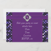 Invitation Fête de toutes occasions en sequins violets (Dos)