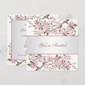Invitation Fête de toutes occasions sous les fleurs de cerisi (Devant / Derrière)