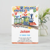 Invitation Fête de train d'anniversaire 4 ans (Debout devant)