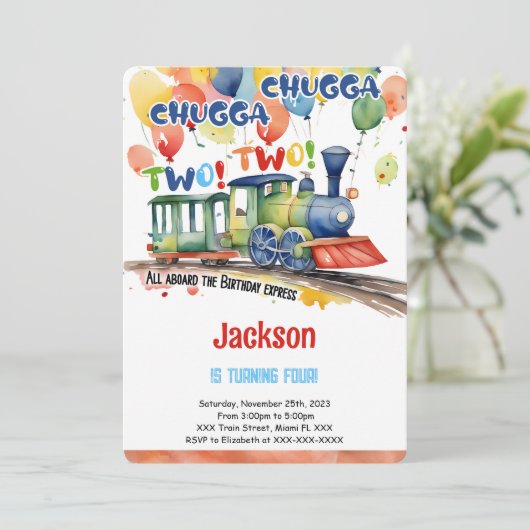 Invitation Fête de train pour le 4e anniversaire (Debout devant)